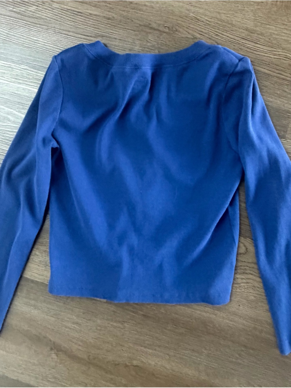 Free People Blue Ribbed Button-Down Top - Picture 3 of 4